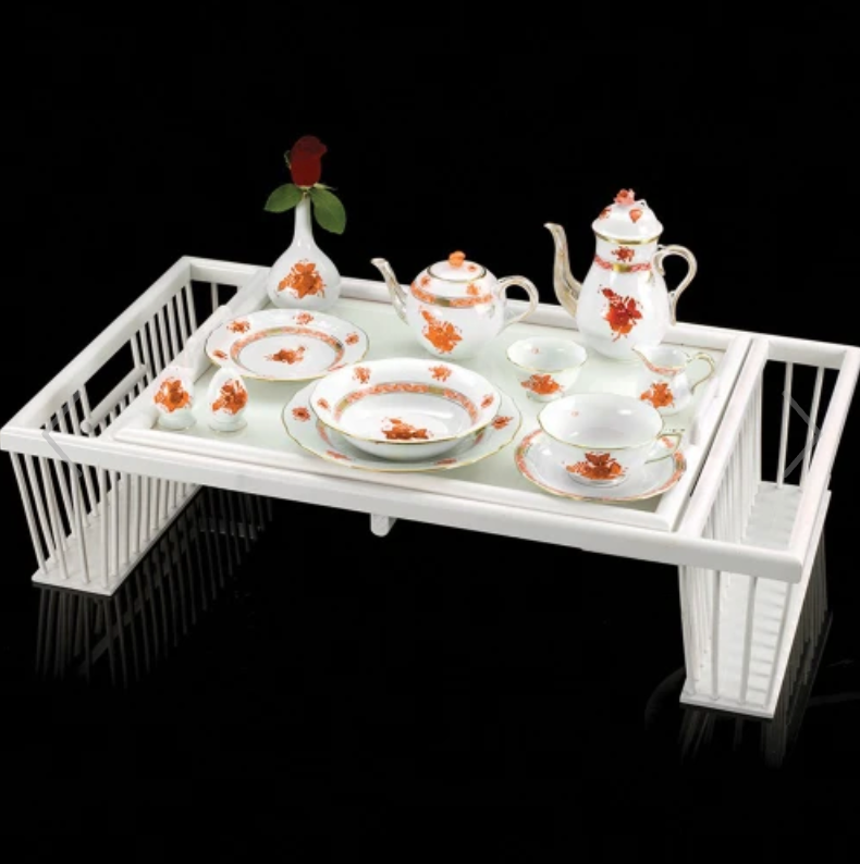 Breakfast Bed Tray with Reading Rack, White