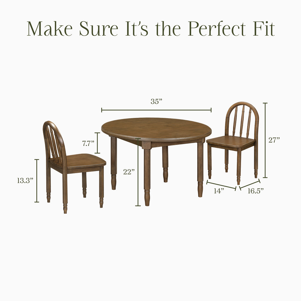 Liberty Play Table & Spindle Chairs Set in Natural Walnut