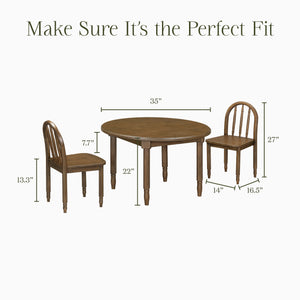 Liberty Play Table & Spindle Chairs Set in Natural Walnut