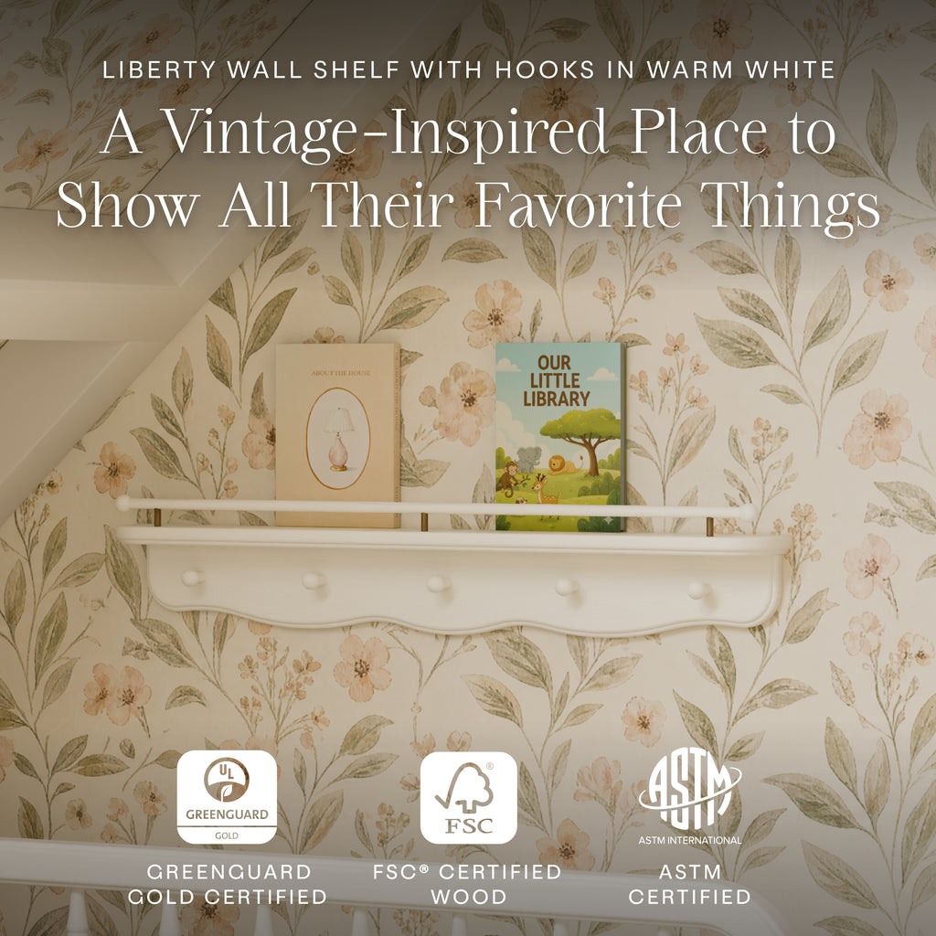 Liberty 31" Wall Shelf with Hooks in Warm White