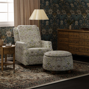 Morris & Co. x Namesake Tuffet Storage Ottoman Strawberry Thief in Fig & Thyme