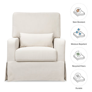 Crawford Pillowback Comfort Swivel Glider in Performance Cream Eco-Weave