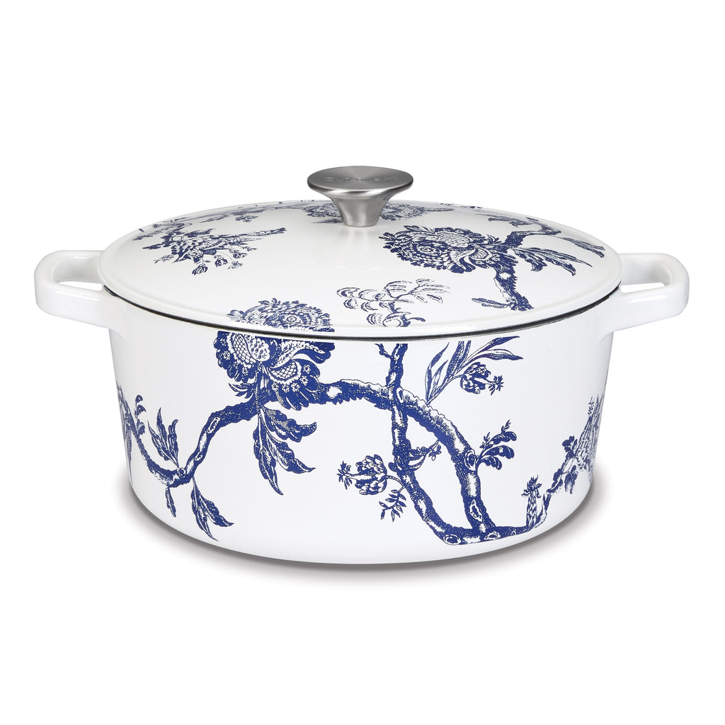 Caskata® 5 Qt. Round Covered Casserole - Floral Landscape in White