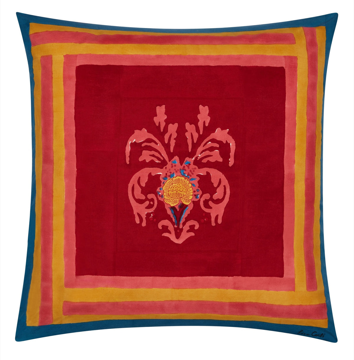 Brocade Royal Blue Cotton Cushion Cover