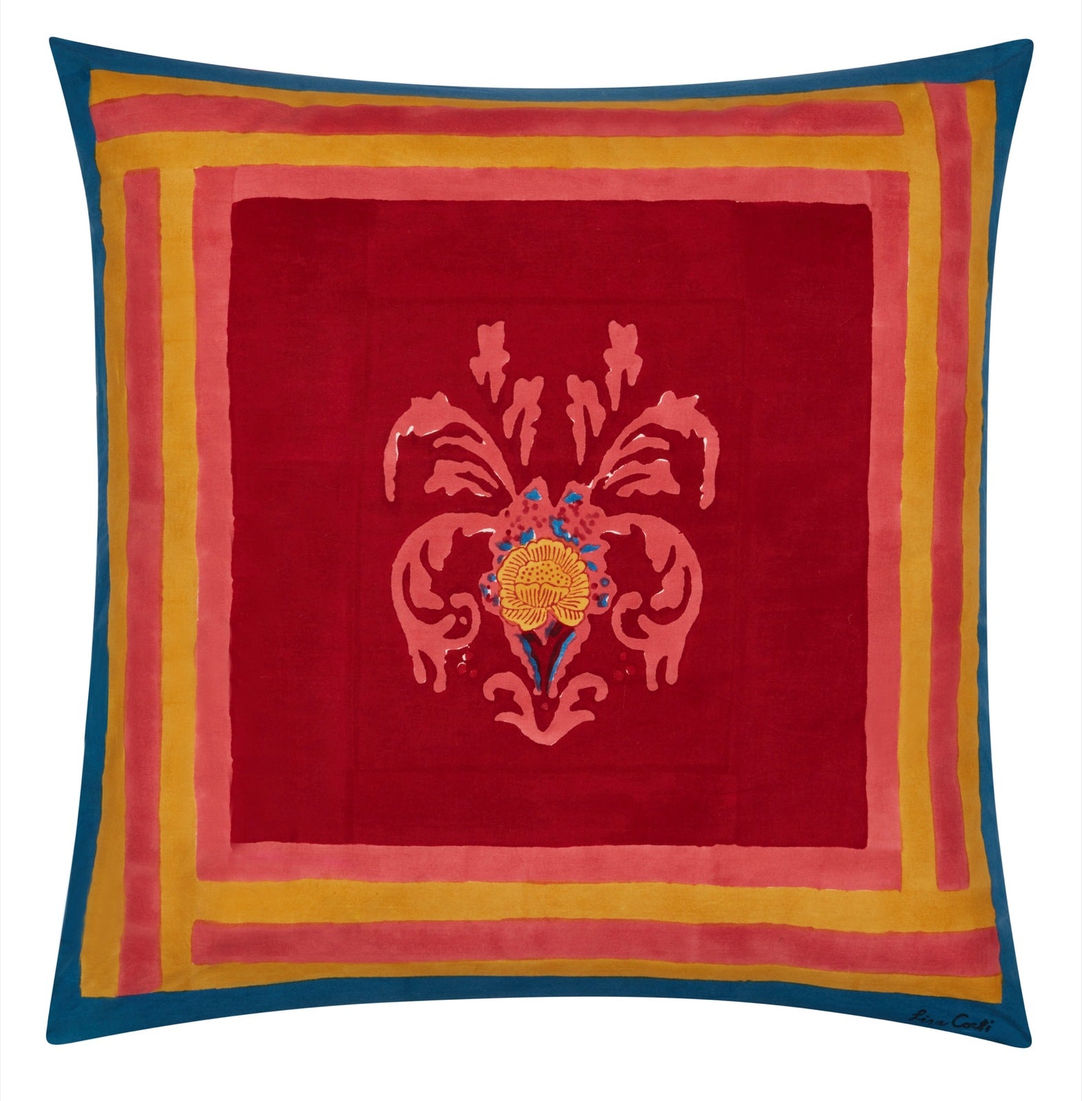 Brocade Royal Blue Cotton Cushion Cover