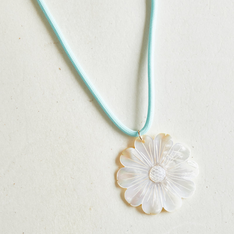 Mother of Pearl Daisy Cord Necklace