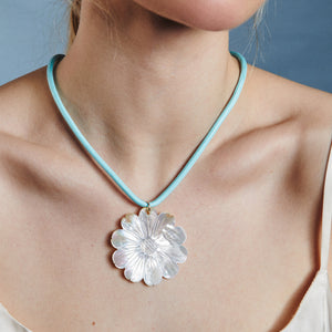 Mother of Pearl Daisy Cord Necklace