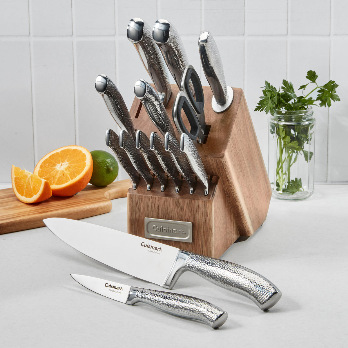 15-Piece Stainless Steel Cutlery Block Set in Stainless Steel