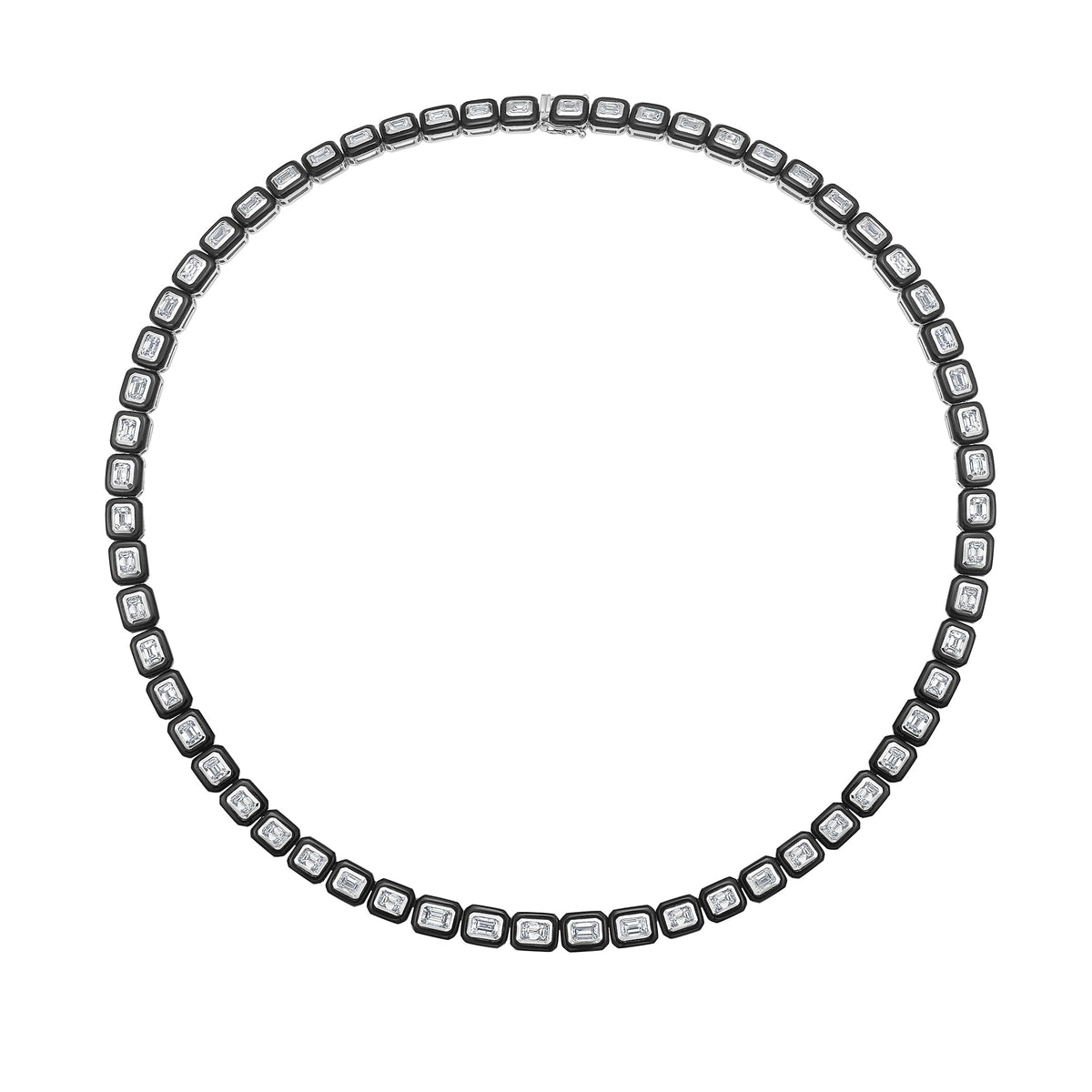 Black Velvet Agate Bezel Diamond Tennis Necklace - Jewelry - RUCHI New York