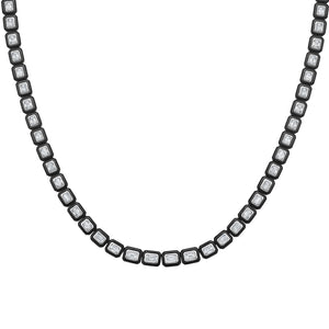 Black Velvet Agate Bezel Diamond Tennis Necklace - Jewelry - RUCHI New York