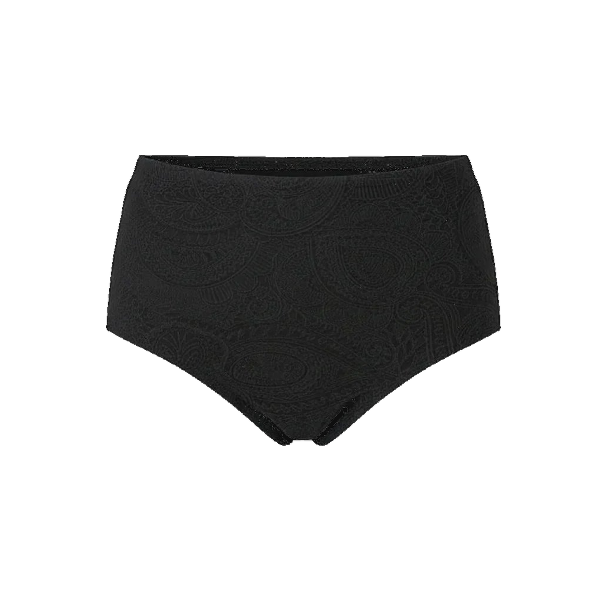 The Super High Waist Bikini Bottom in Black Paisley