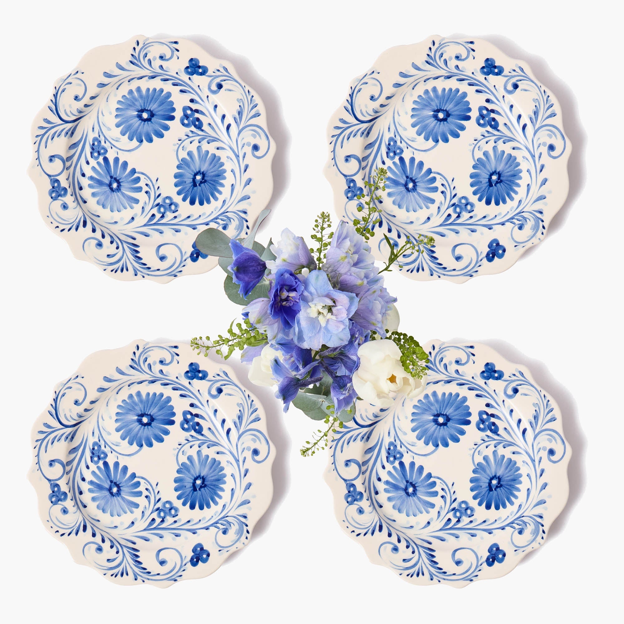 Blue Flowers Starter Plates (Set of 4)