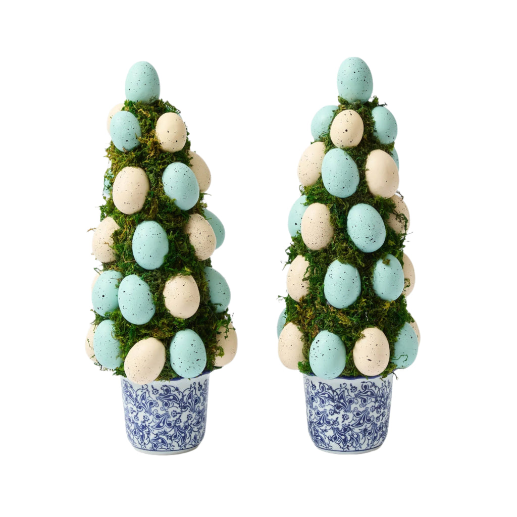 Chinoiserie Potted Easter Egg Tree, Set of 2