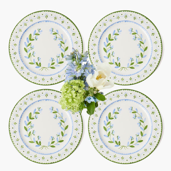 Josephine Green & Blue Dinner Plates, Set of 4