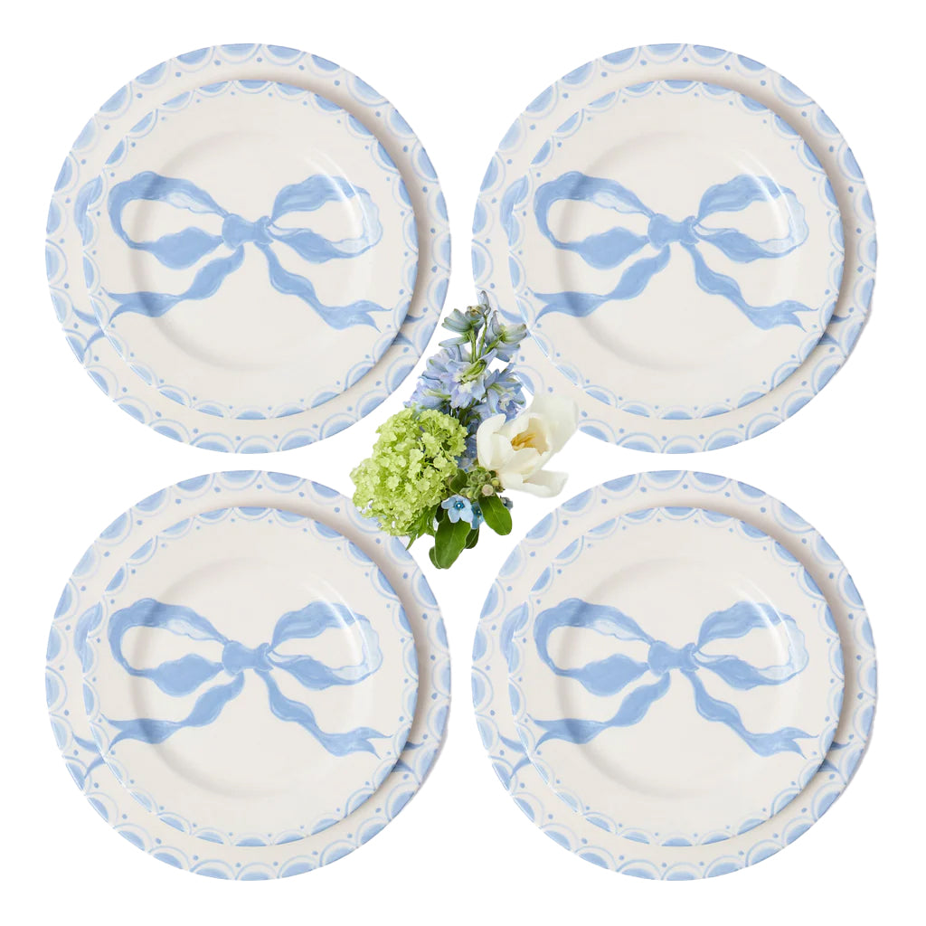 Marilyn Blue Bow Dinner & Starter Plates, Set of 8