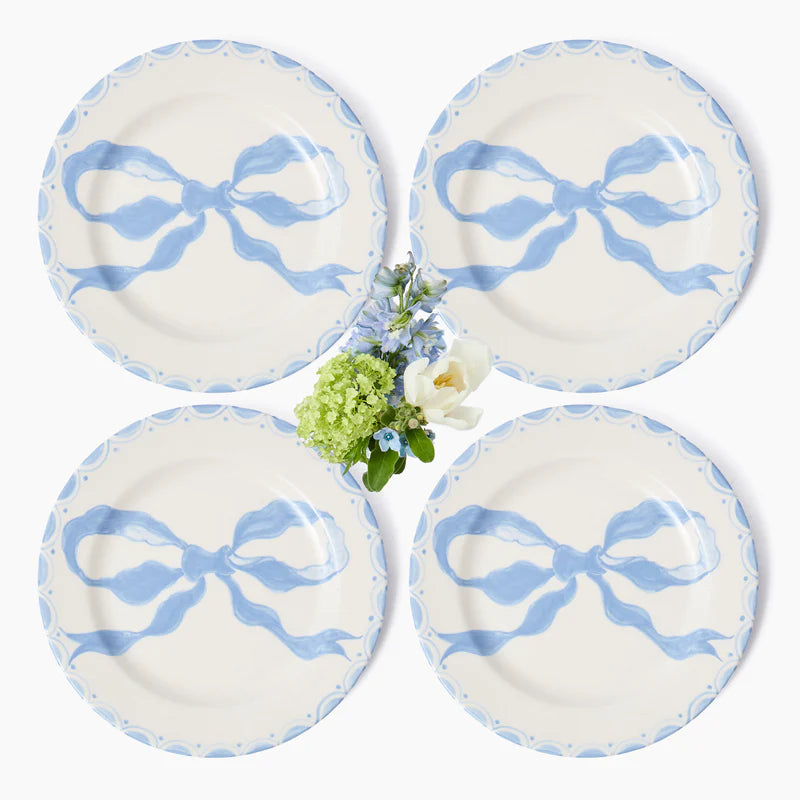 Marilyn Blue Bow Dinner Plates, Set of 4