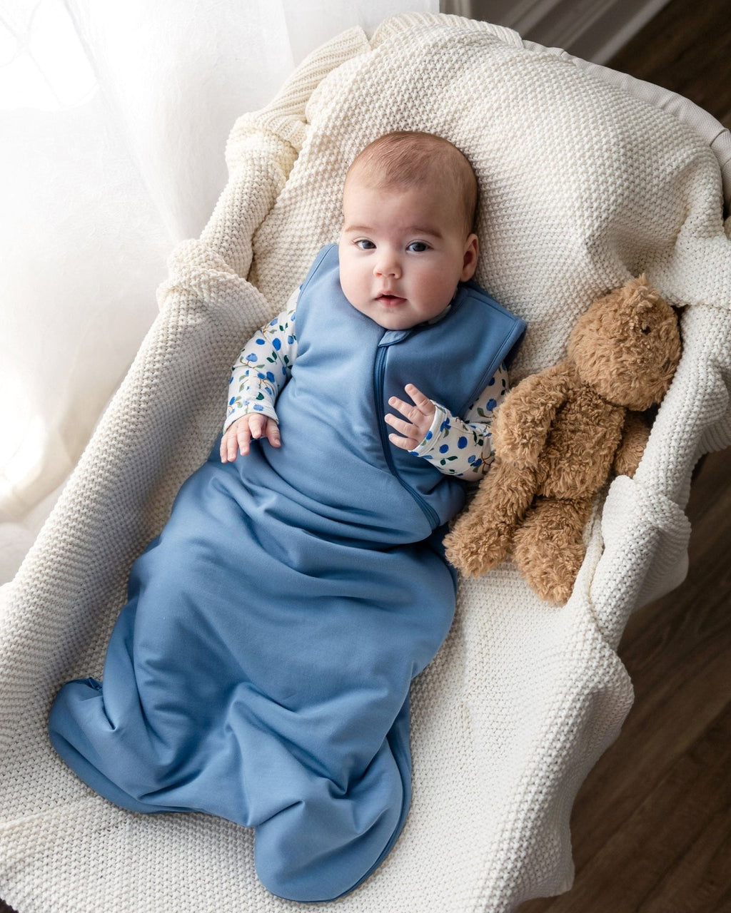 Blue Bamboo Sleep Sack for infant, baby sleep sack, Baby Boy Gift