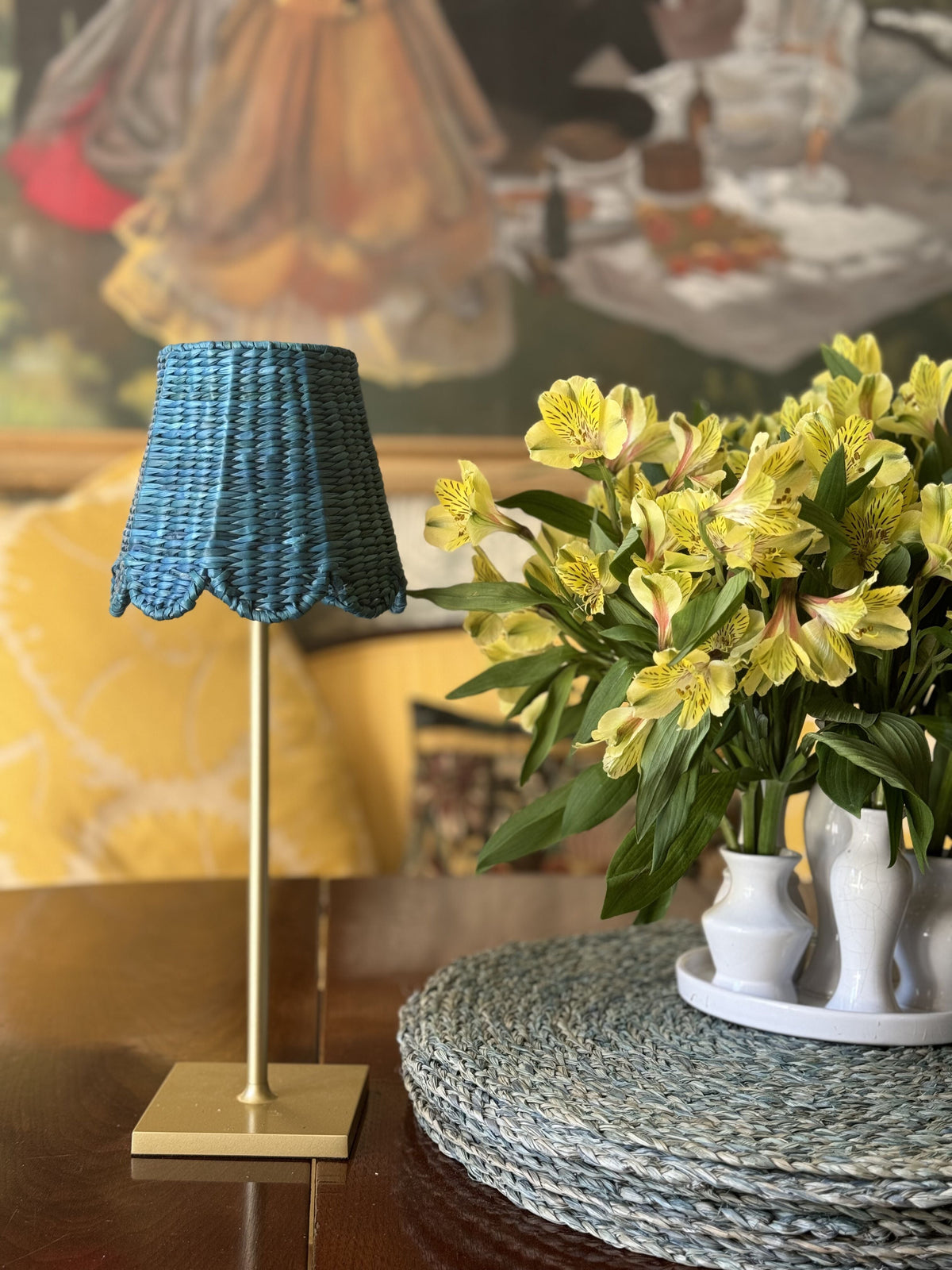 Small Seagrass Shade Cover Scalloped in Blue