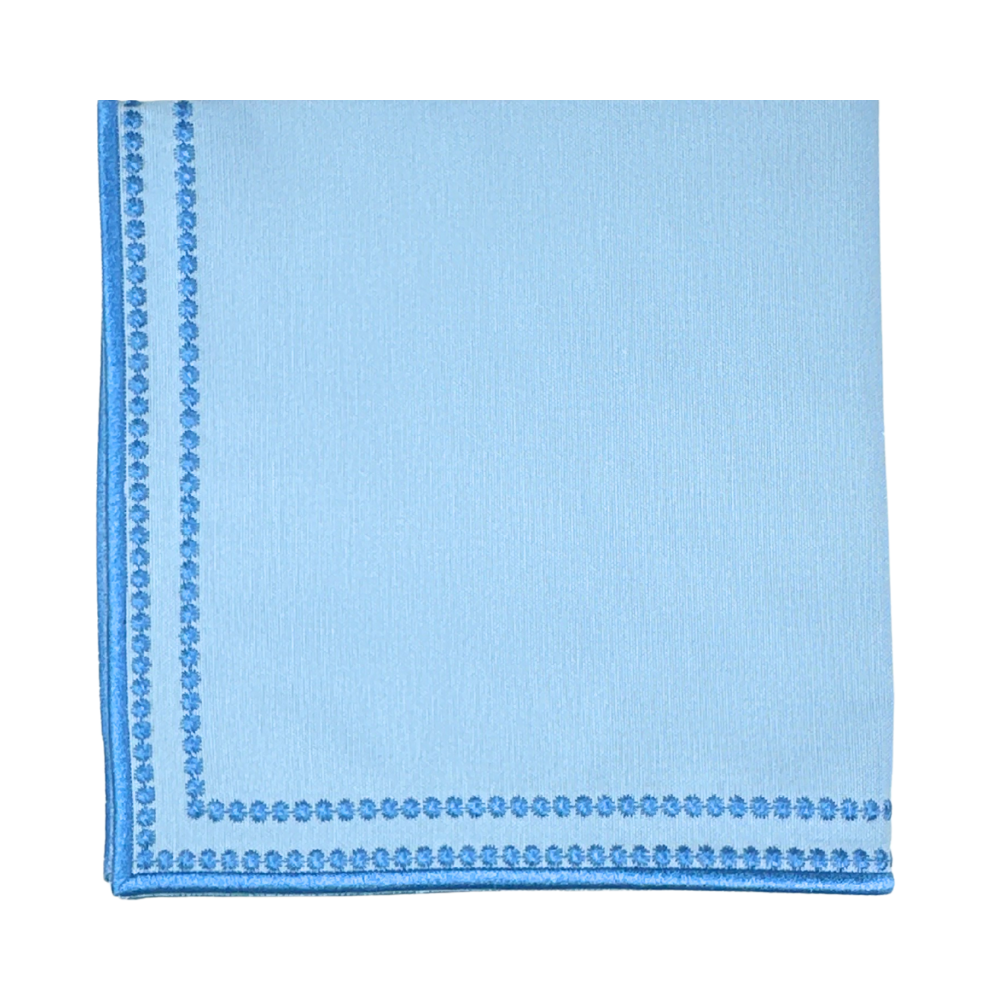 Luxury Light blue napkin with a blue dot pattern and blue embroidery 