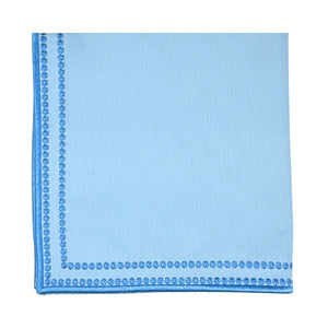 Luxury Light blue napkin with a blue dot pattern and blue embroidery 