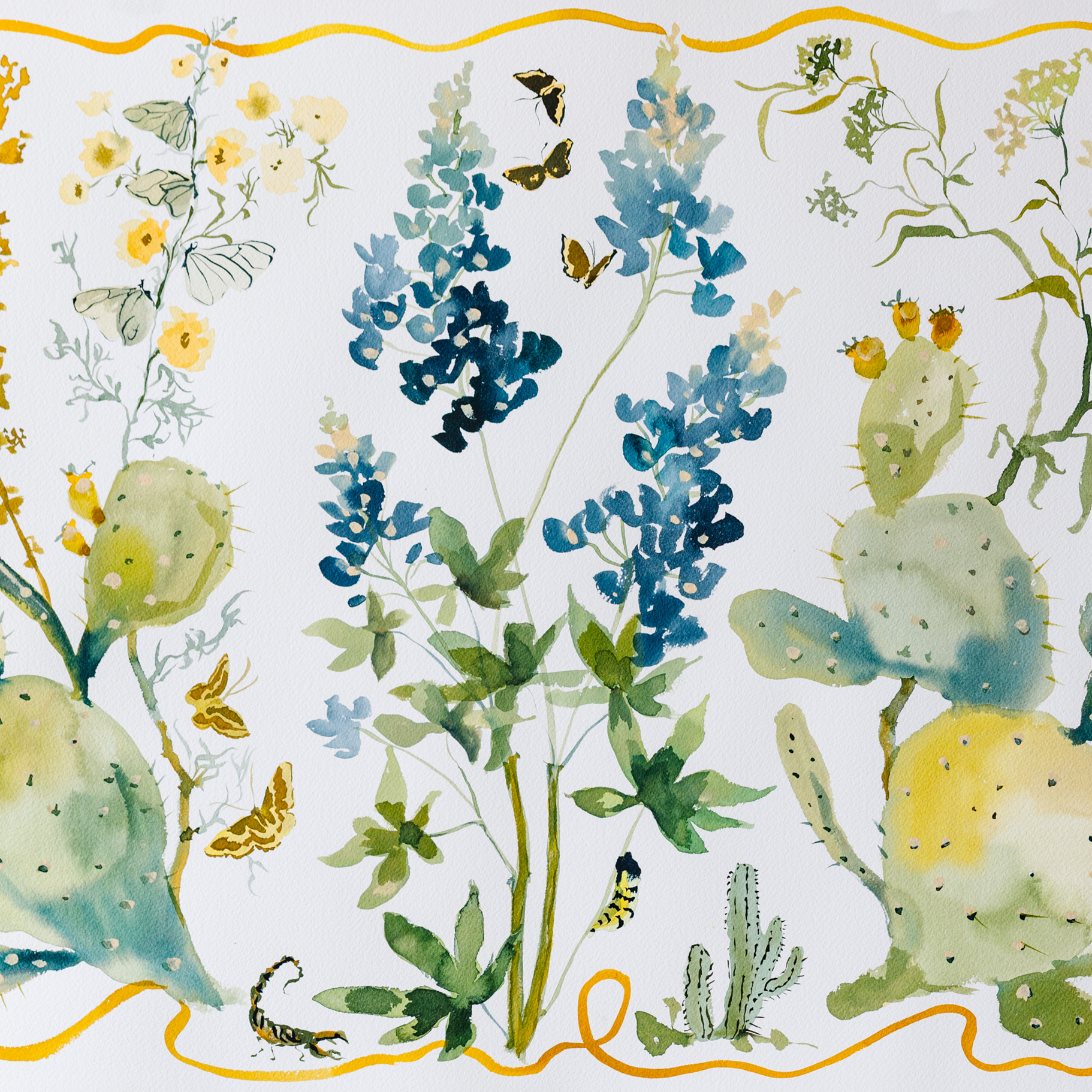 inslee watercolor texas wildflower snakes flowers butterflies