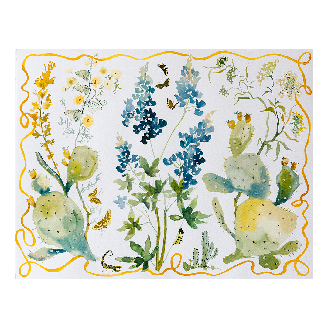 inslee watercolor texas wildflower snakes flowers butterflies