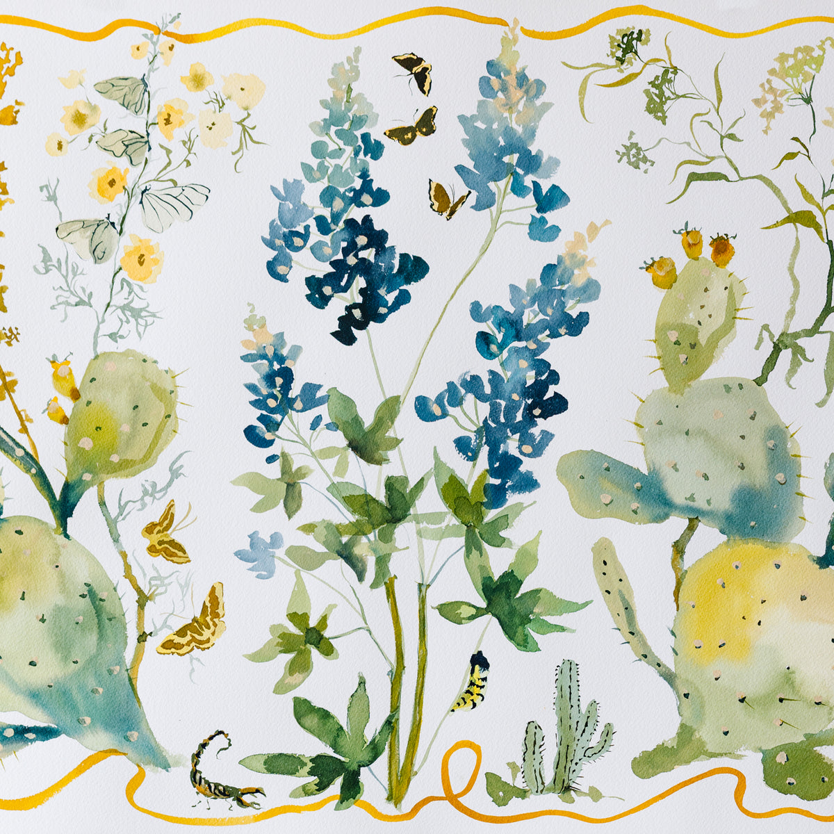inslee watercolor texas wildflower snakes flowers butterflies