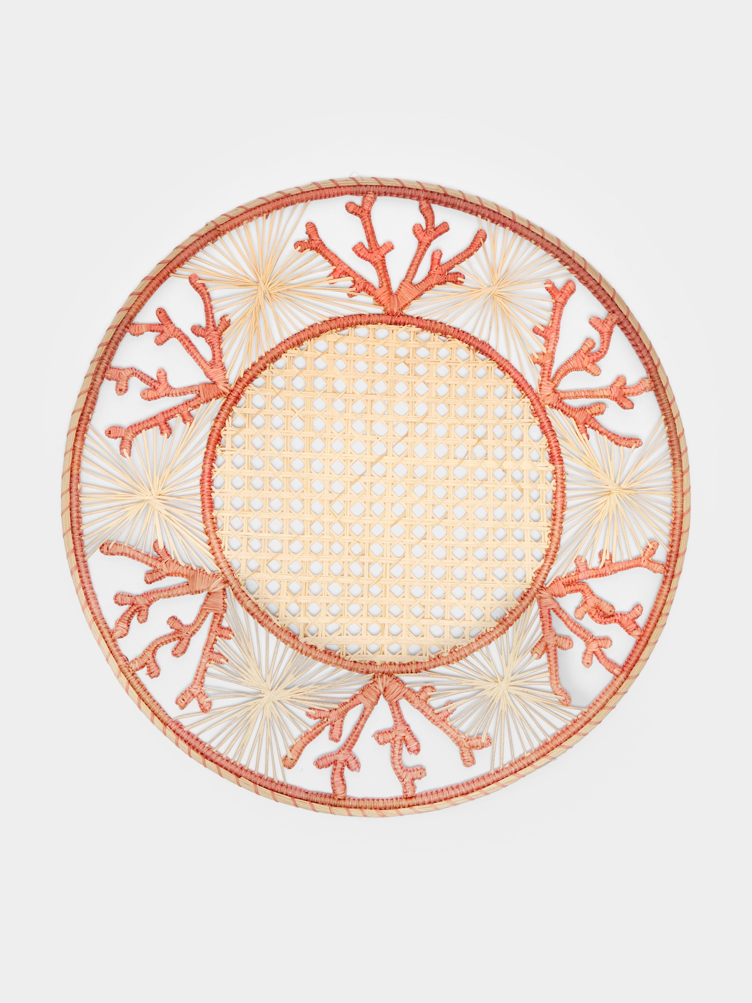 Coral Handwoven Iraca Palm Placemats (Set of 4)