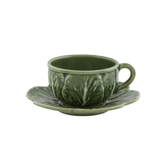 Bordallo Pinheiro Cabbage Tea Cup & Saucer, Set of 4