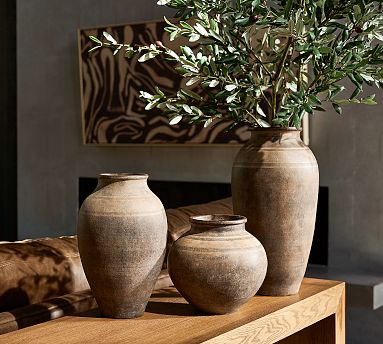 Brown Terracotta Striped Vase