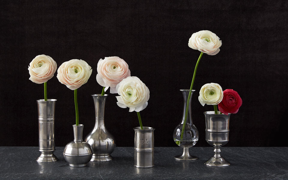 Pewter Footed Glass Vase