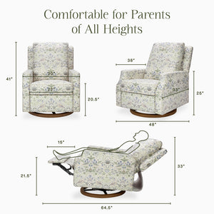 Morris & Co. x Namesake Crewe Recliner and Swivel Glider Strawberry Thief in Fig & Thyme