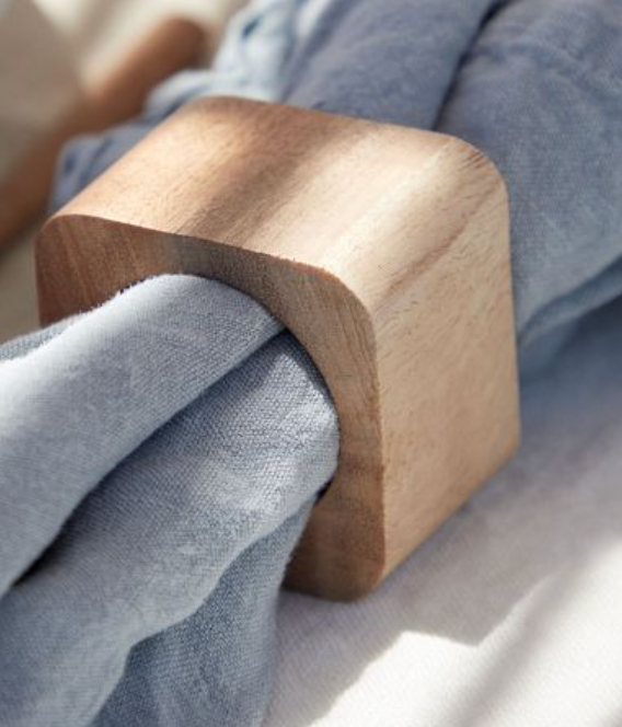 Costa Nova Square Wood Napkin Rings (Set of 4)