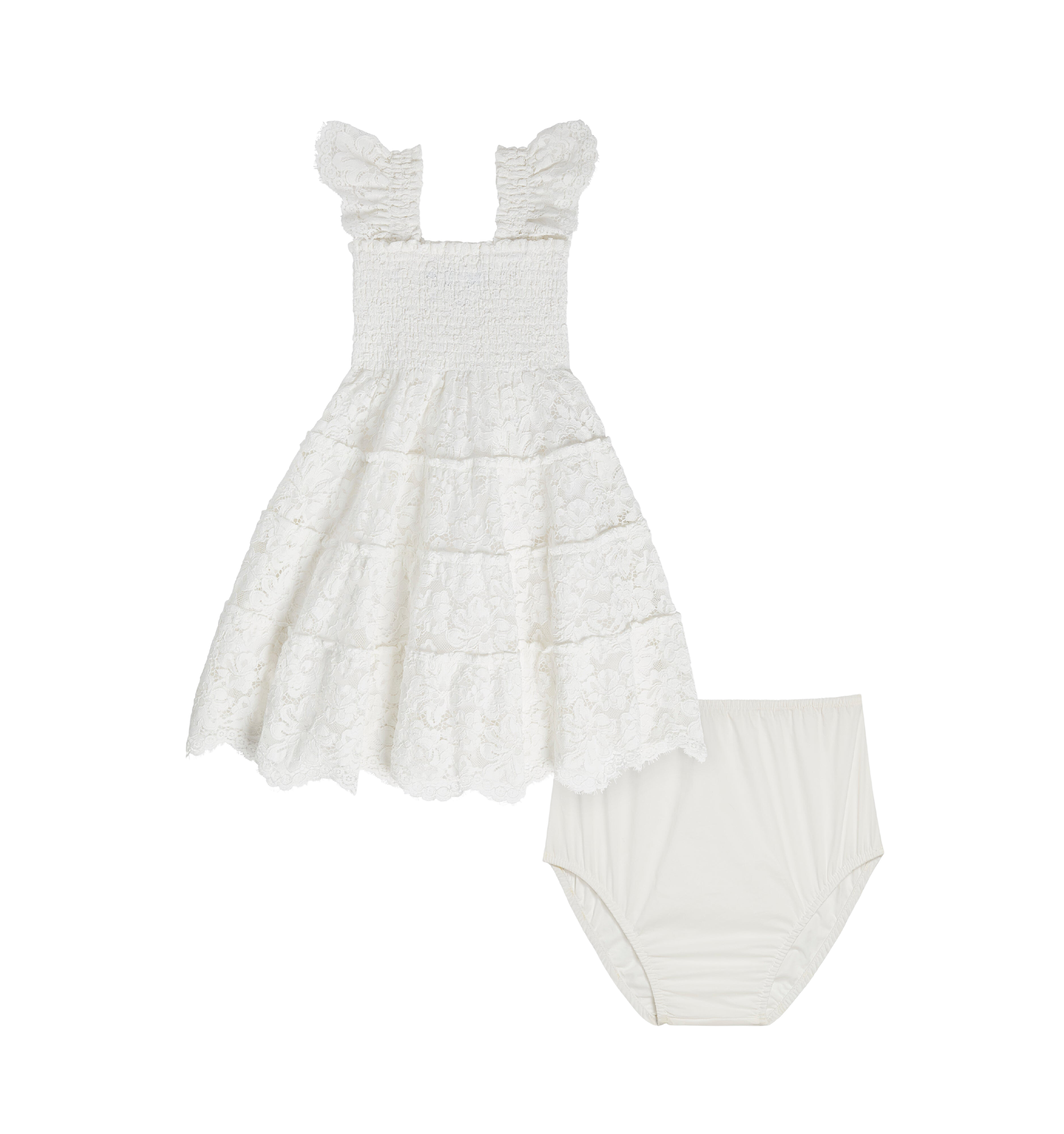 The Baby Lace Ellie Nap Dress in White Lace