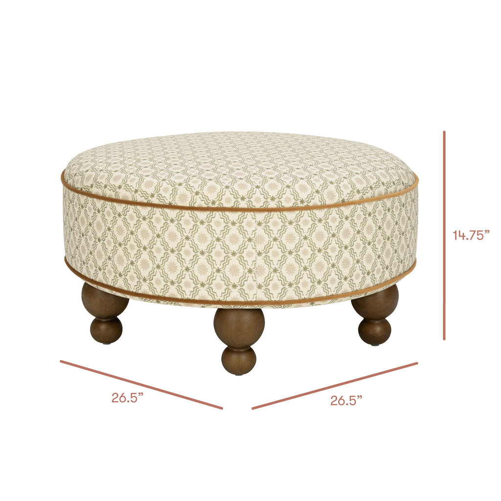 Astre Ottoman by Nate Berkus in Performance Olive Star Eco-Crossweave with Toffee Feet