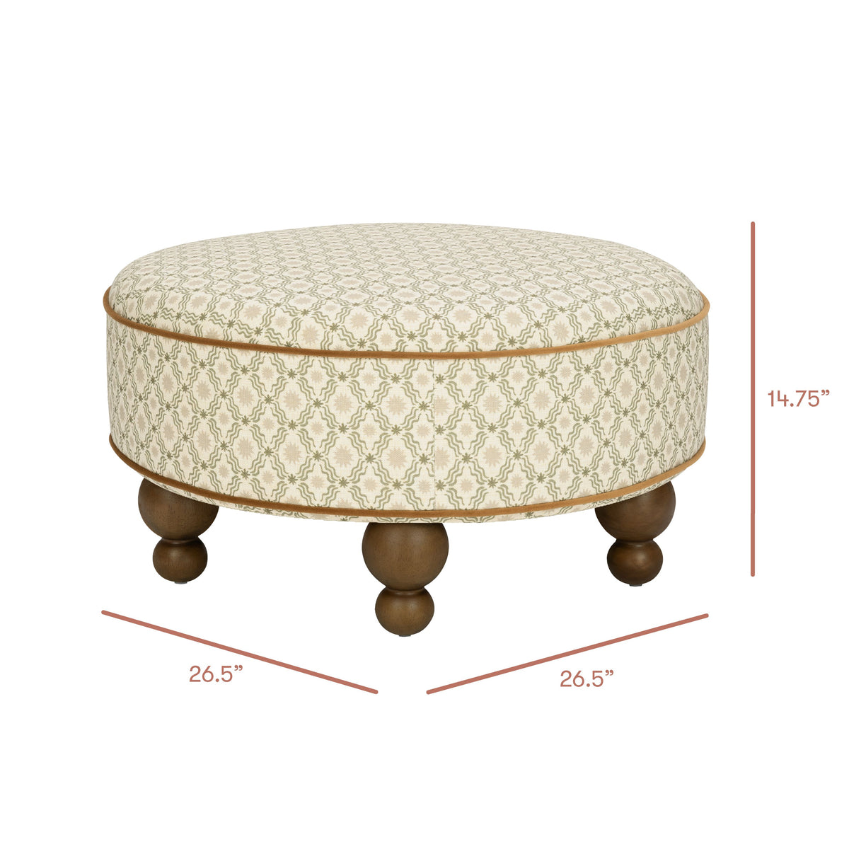 Astre Ottoman by Nate Berkus in Performance Olive Star Eco-Crossweave with Toffee Feet