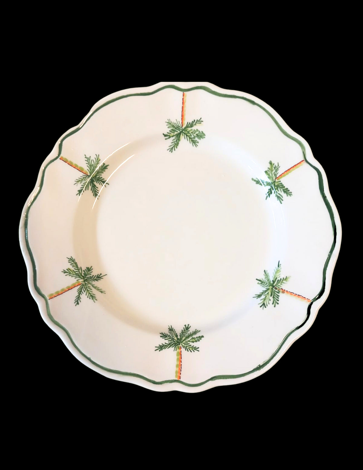 Palm Tree Everywhere Scalloped Plate, Set of 6