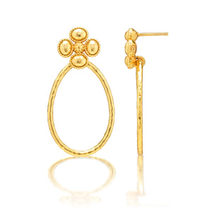 Berry Clover Teardrop  Earrings in Gold