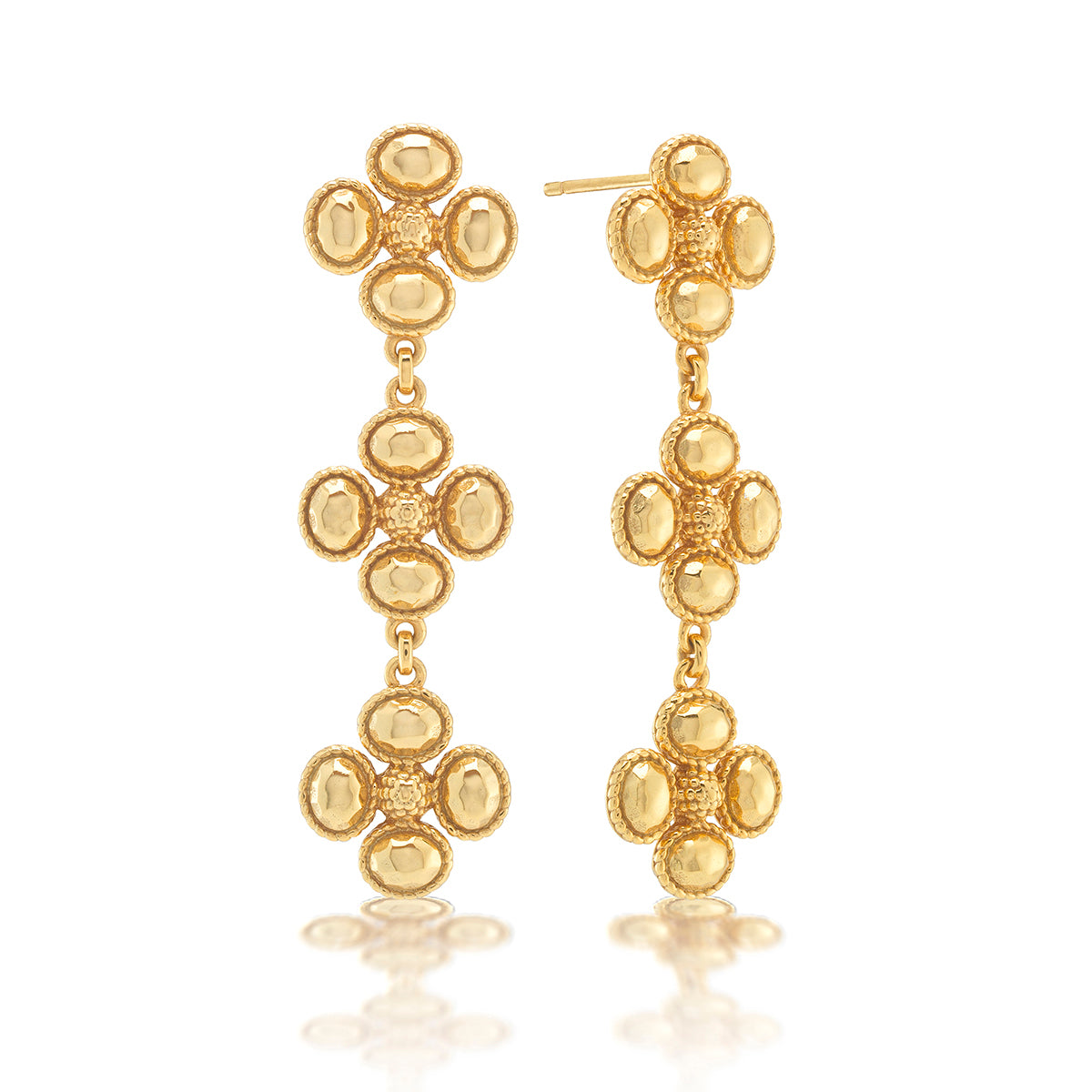 Berry Clover Linear Earrings in Gold