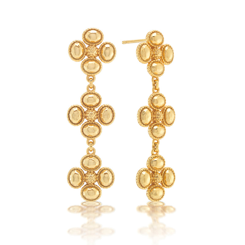 Berry Clover Linear Earrings in Gold