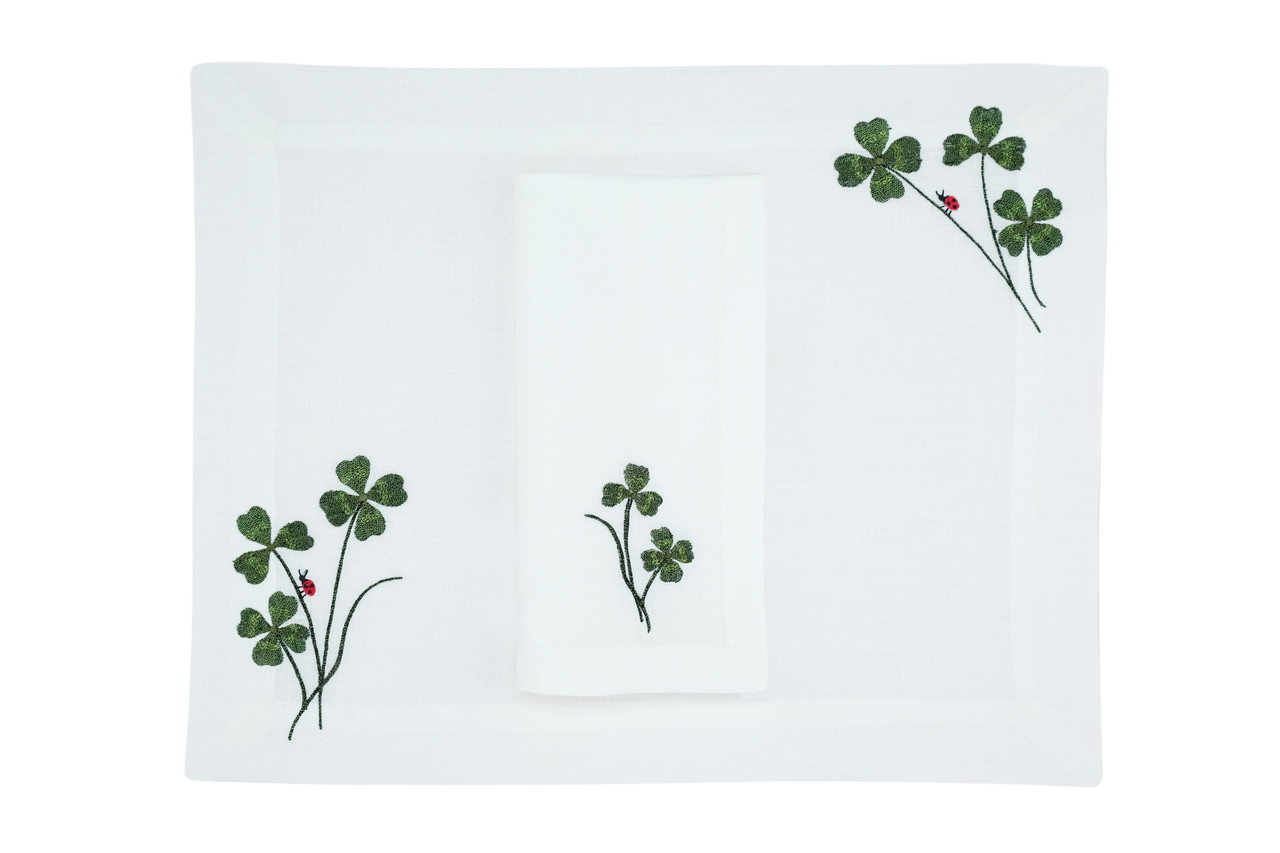 Four Leaf Clover Collection in Dark Green, Set of 2