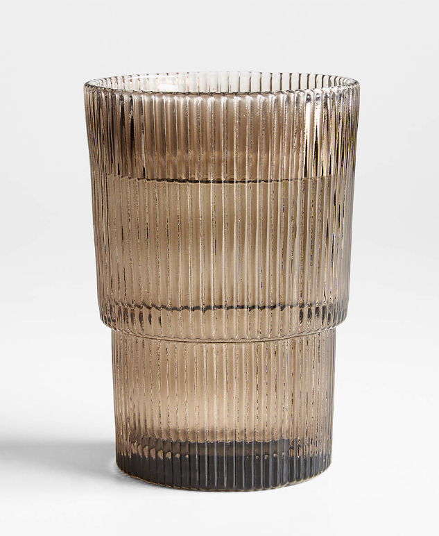 Atwell 16-oz. Taupe Stackable Ribbed Highball Glass