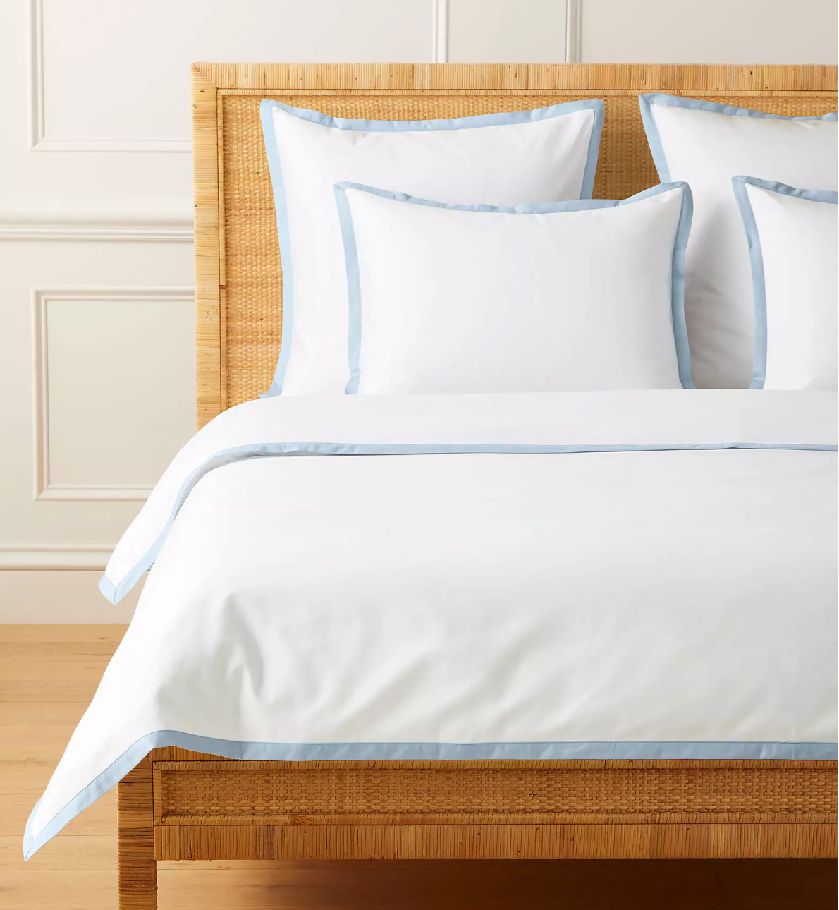 Border Frame Sateen Duvet Cover, King, Sky Blue