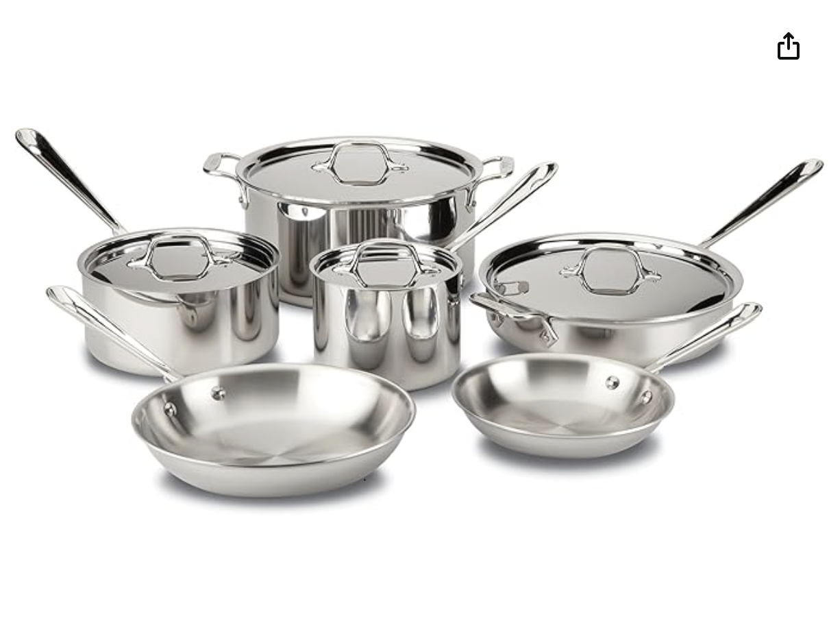 All-Clad 3-Ply Stainless Steel Cookware Set 10 Piece