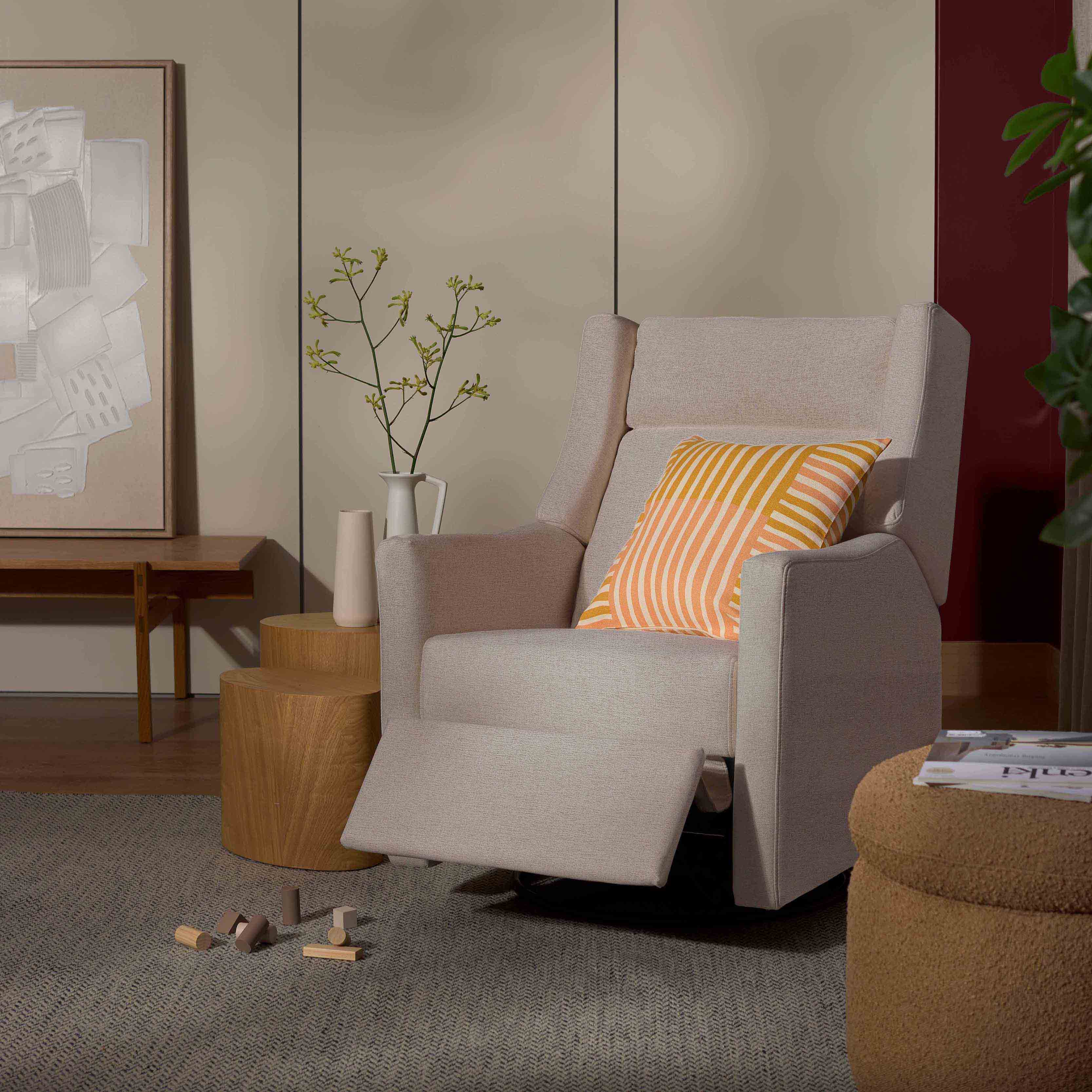 Kiwi Plus Power Recliner and Swivel Glider with Power Adjustable Headrest and USB Port in Performance Beach Eco-Weave