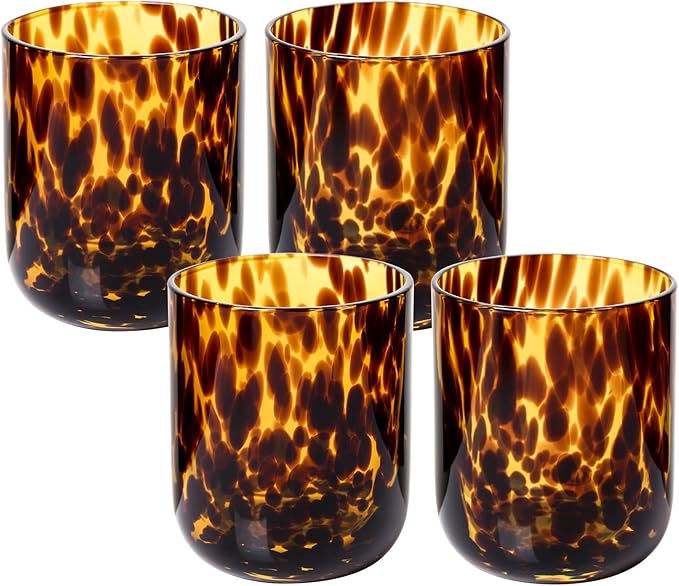 10oz Tortoise Shell Drinking Glasses Set of 4