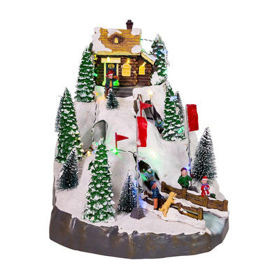 Kurt Adler Motion LED Christmas Skiing Village