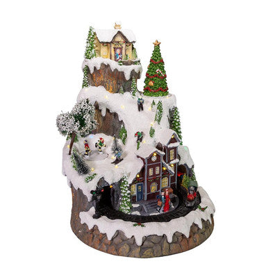 Kurt Adler 17" Musical LED Village on Mountain Table Piece