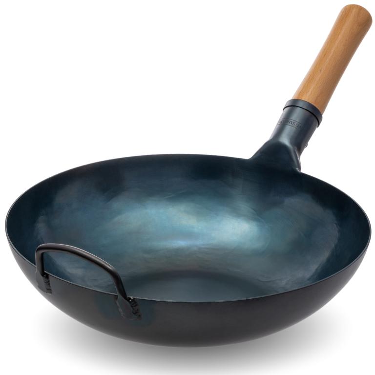 Yosukata Flat Bottom 13.5-inch Pre-Seasoned Blue Carbon Steel Wok