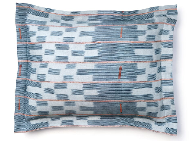 Chambray Lattice Baule Linen King Sham Set